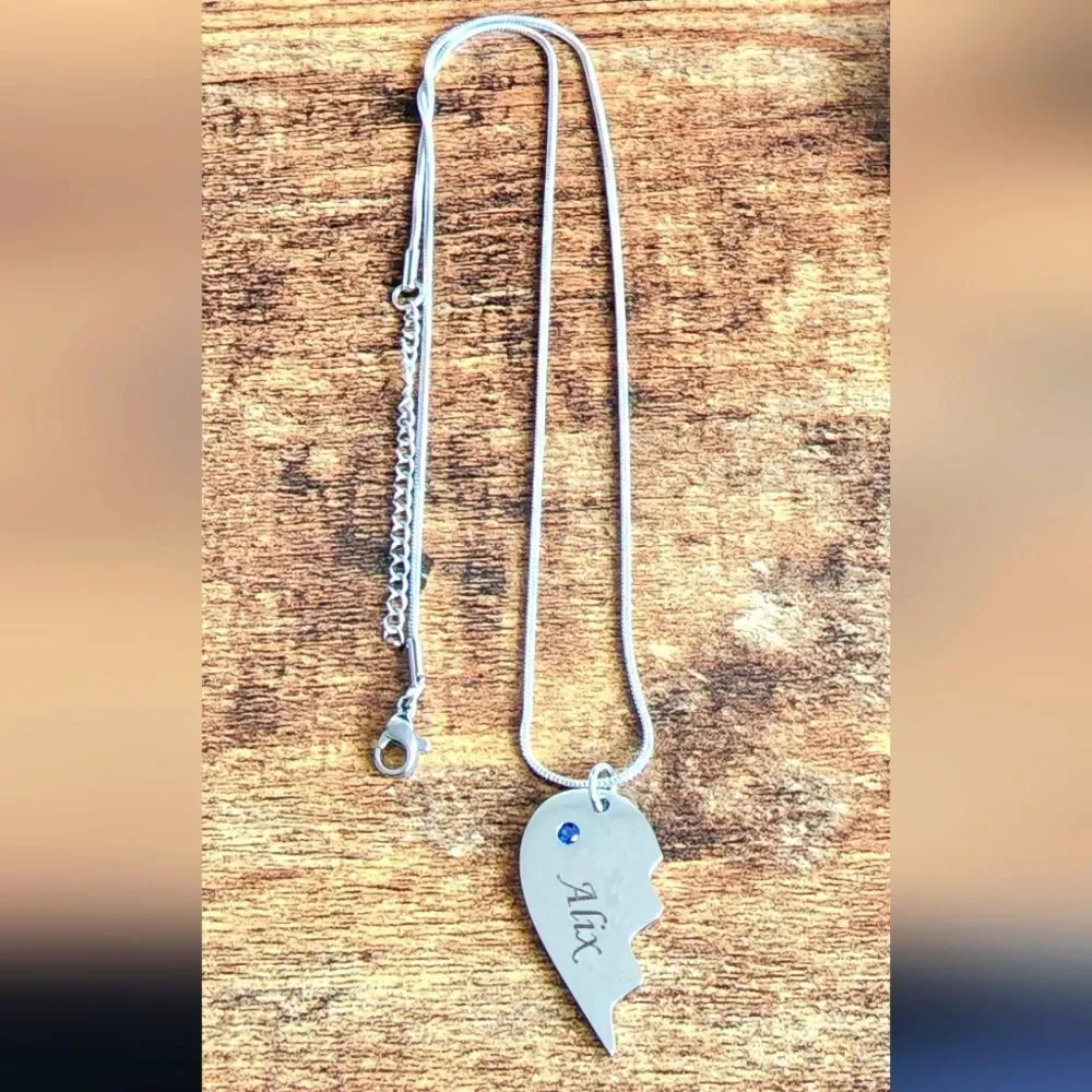 3 for $18 TYLER Silver Named Half Heart Name Neckacle NWOT